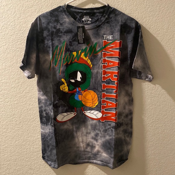 T-shirt Looney Tunes Marvin The Martian - Taille L, Rouge/noir, 100% Coton - Neuf Avec étiquettes